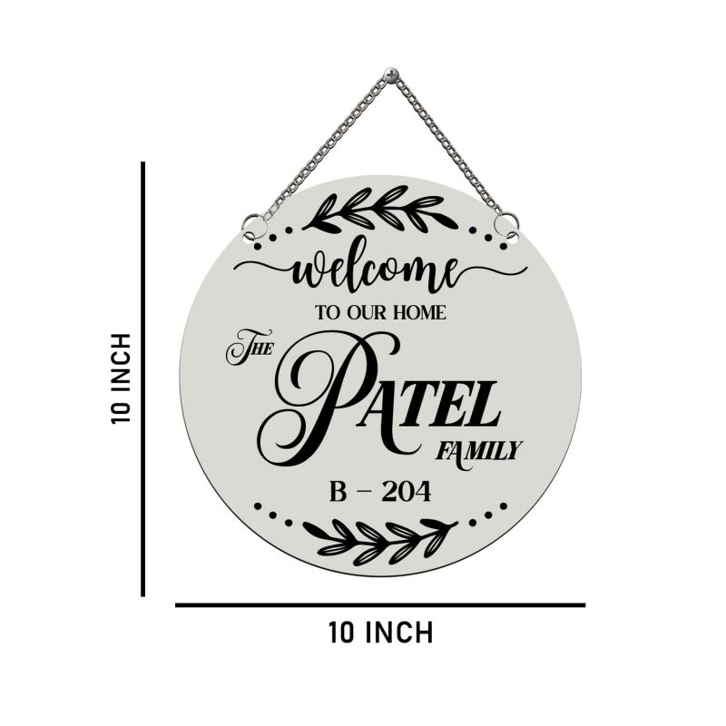 Personalized Welcome Family Name Plate Custom House Name & Surname for Home Entrance Wedding or Housewarming Gift Decorative Nameplate with Hanging Chain